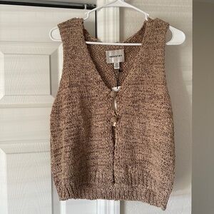 Industry || open-knit sweater vest in a tan